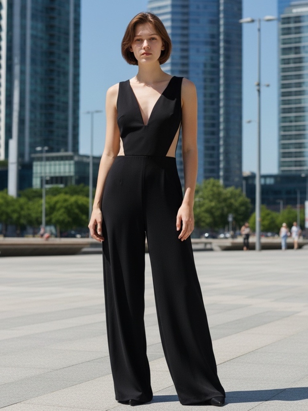 NWT ALICE & OLIVIA Londyn Jumpsuit Black 12
